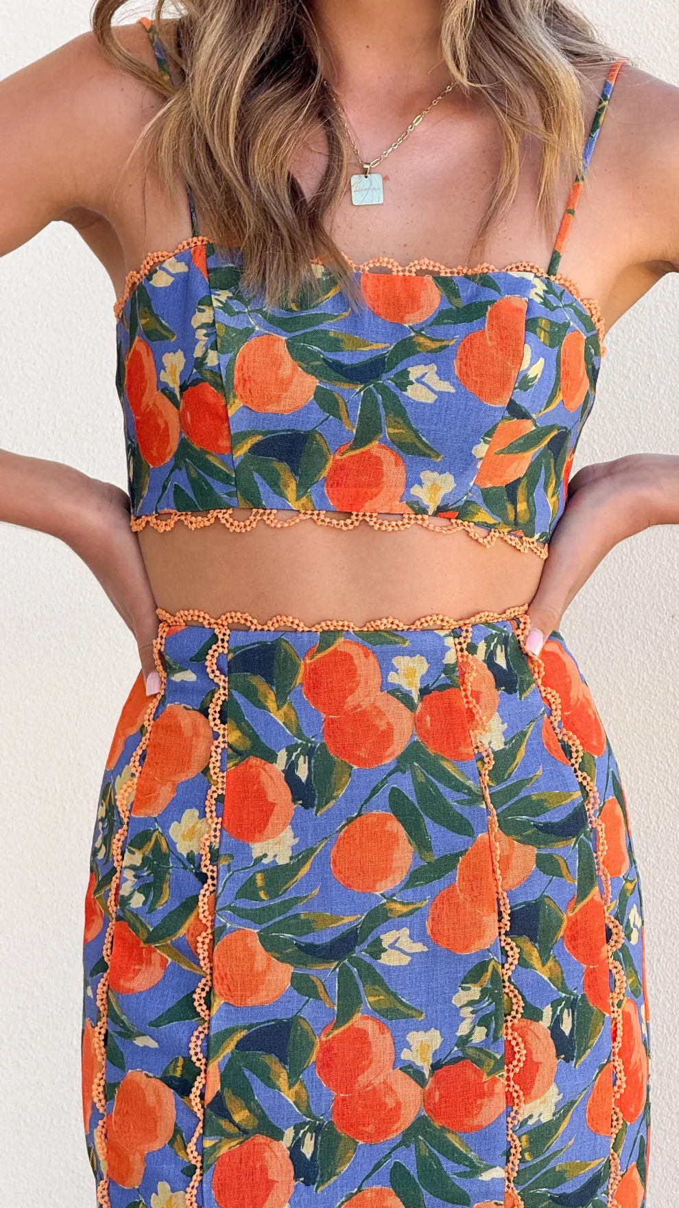 Nova Crop Top - Orange Print