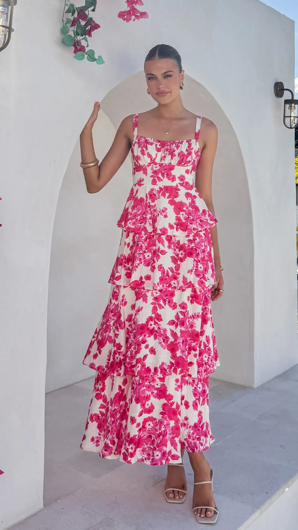 Odilia Maxi Dress - Pink/White Floral