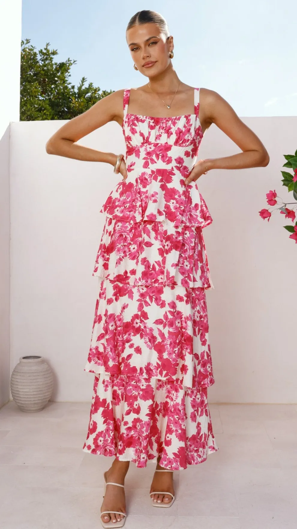 Odilia Maxi Dress - Pink/White Floral
