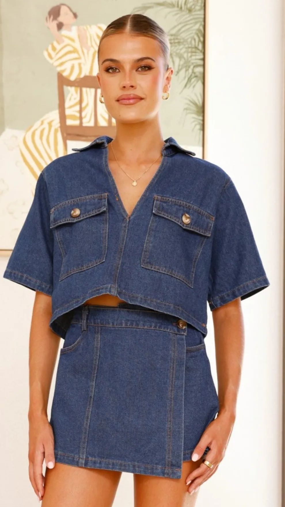 Olivia Top and Skort Set - Dark Denim