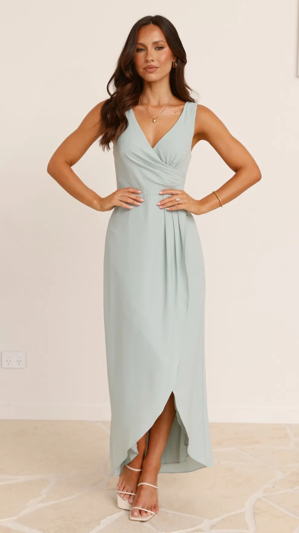 Pamela V Neck Maxi Dress - Sage