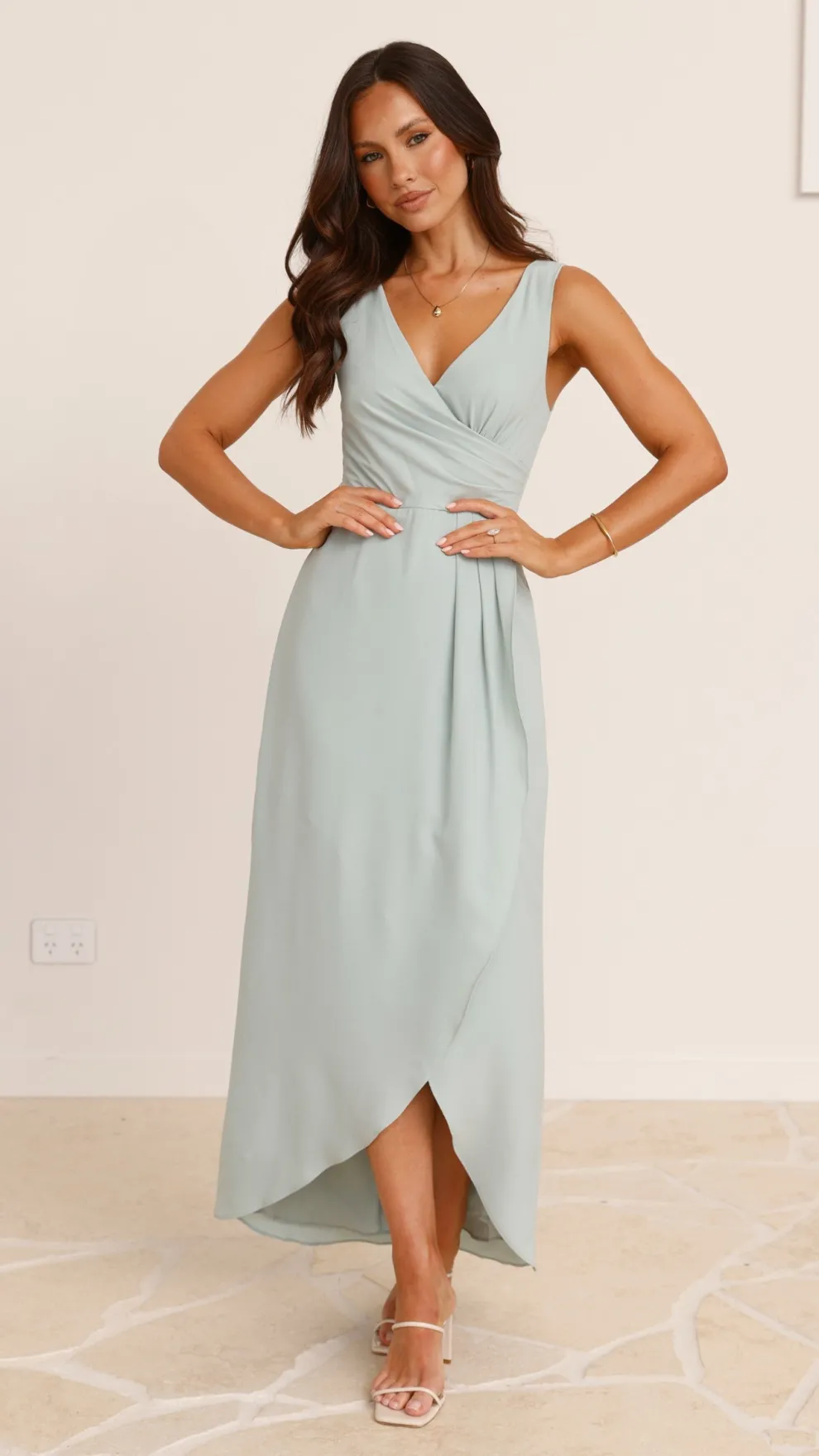 Pamela V Neck Maxi Dress - Sage