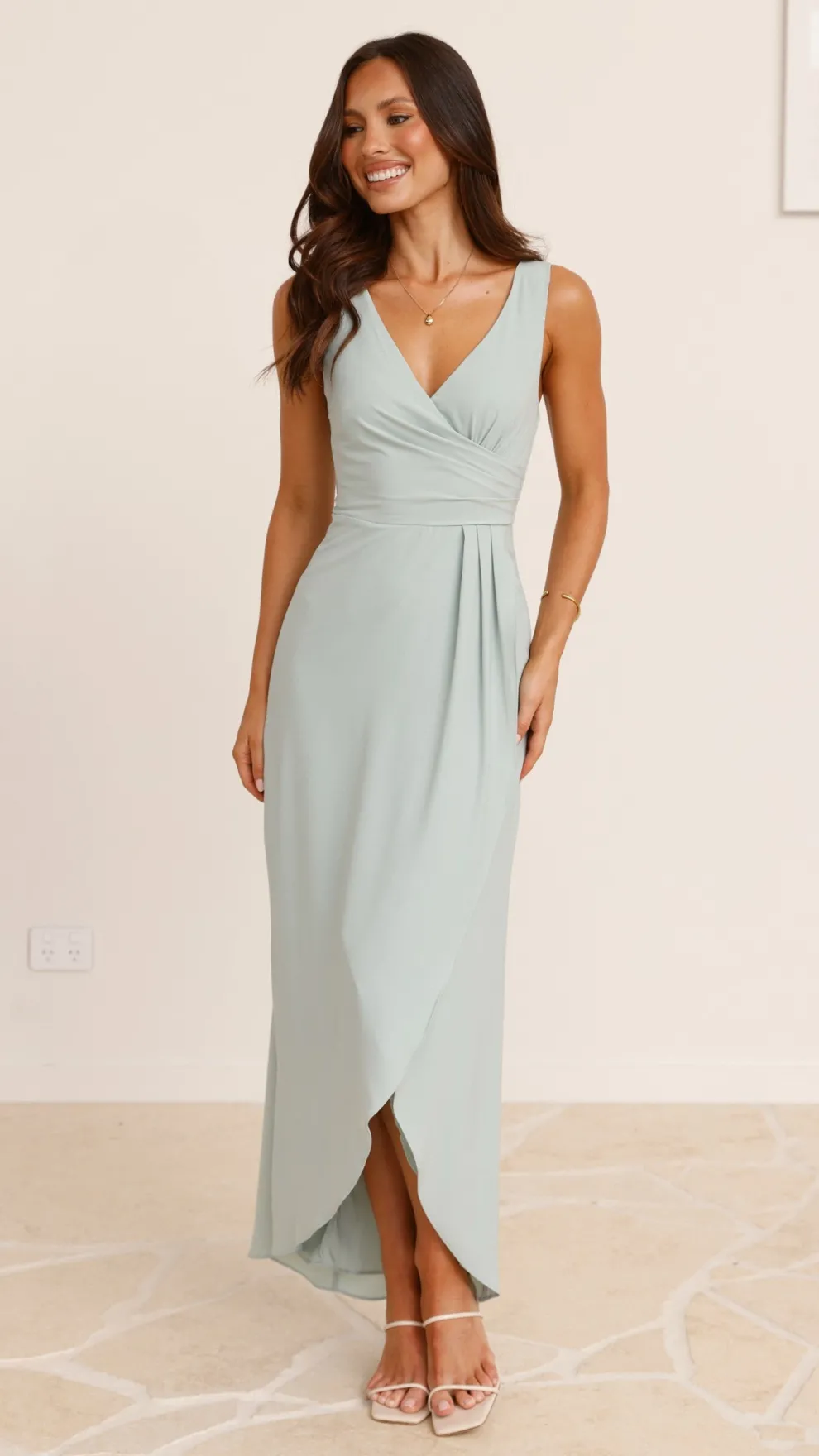 Pamela V Neck Maxi Dress - Sage