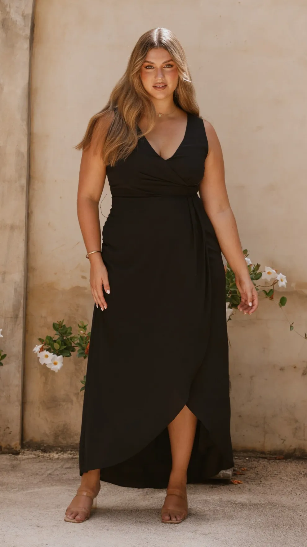 Pamela V Neck Maxi Dress - Black