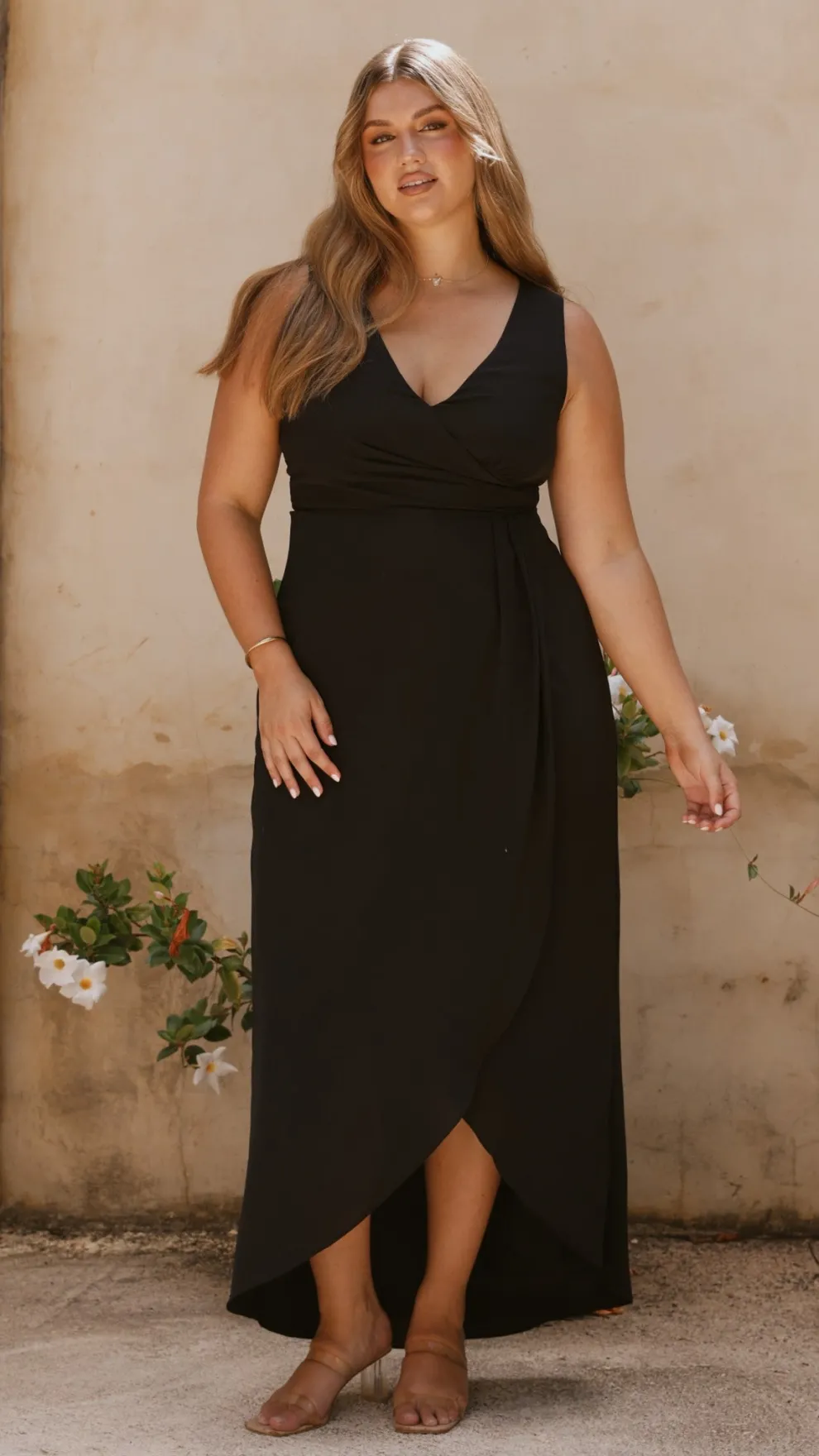 Pamela V Neck Maxi Dress - Black
