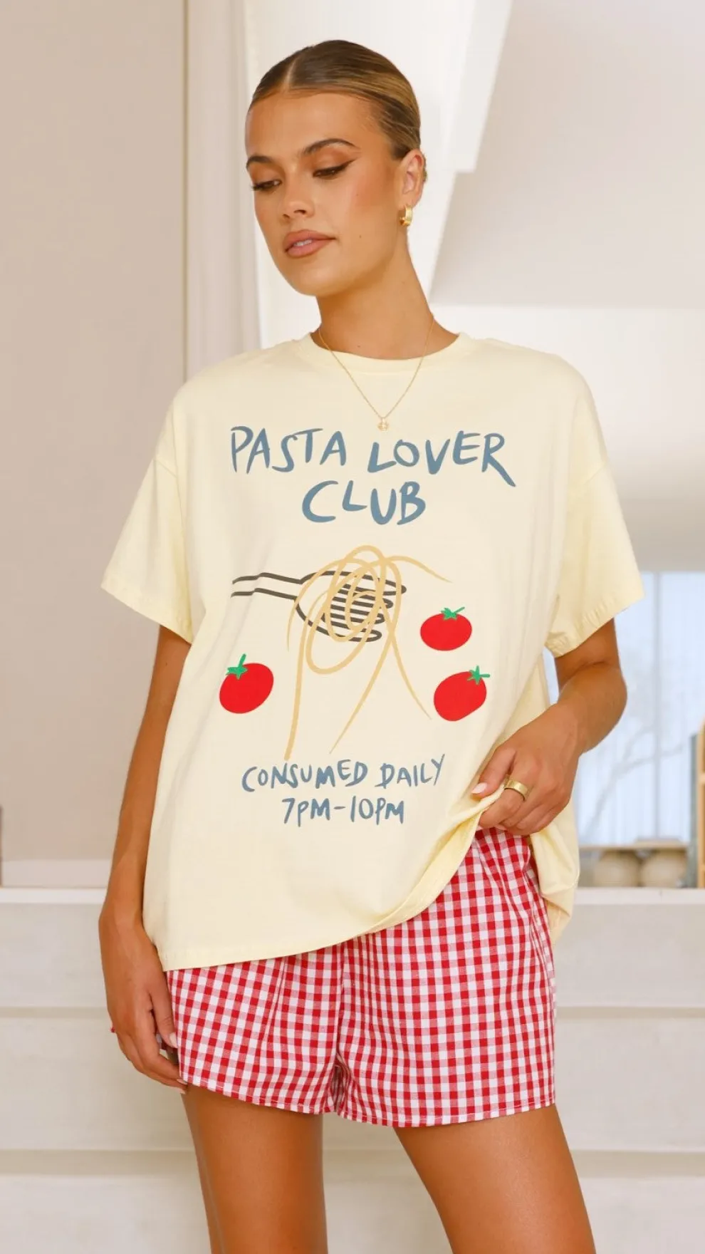Pasta Lover Top and Shorts Set - Yellow/Red