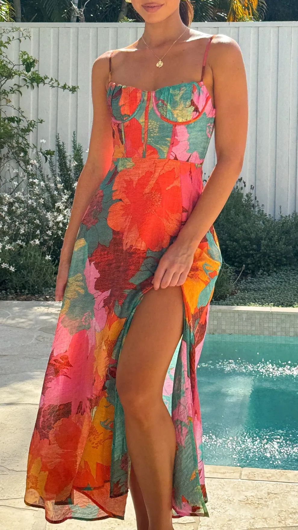 Rahima Maxi Dress - Orange Floral