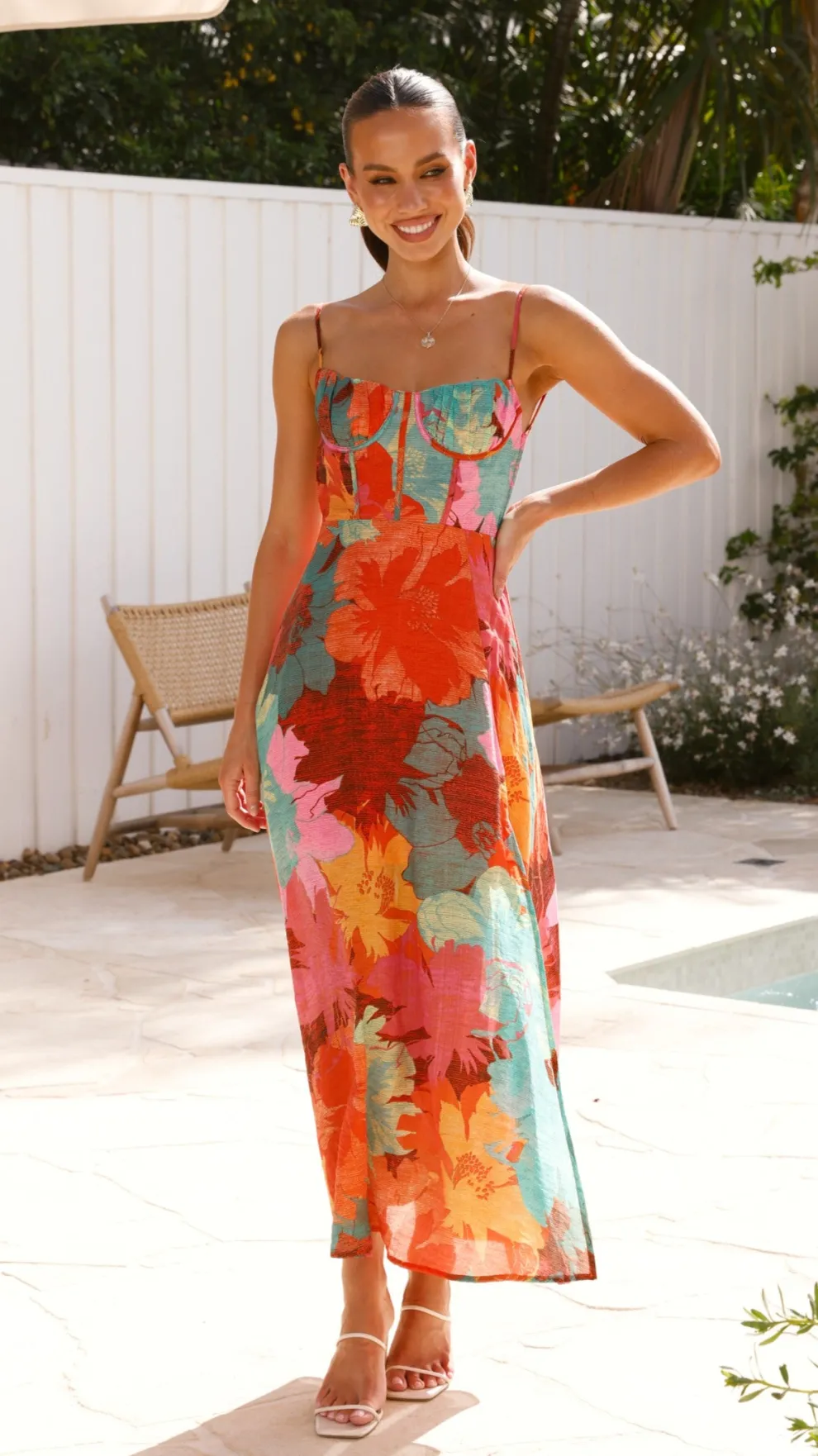 Rahima Maxi Dress - Orange Floral