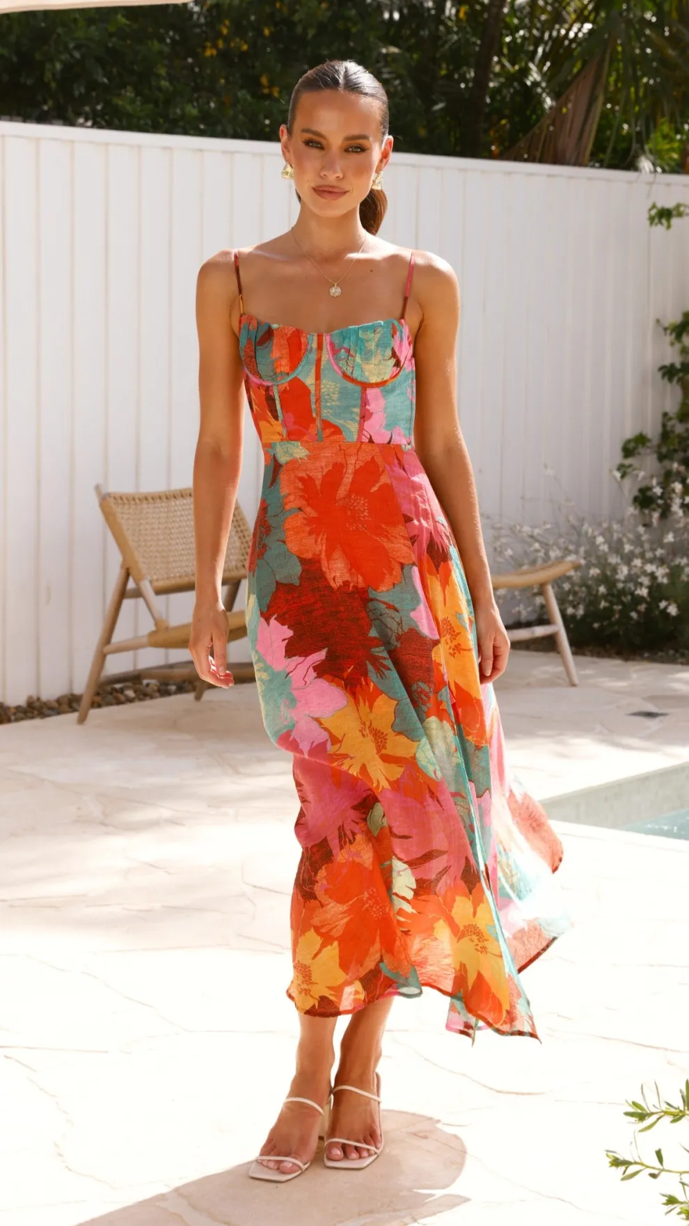 Rahima Maxi Dress - Orange Floral
