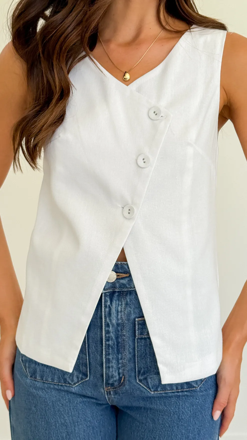 Rochelle Vest Top - White