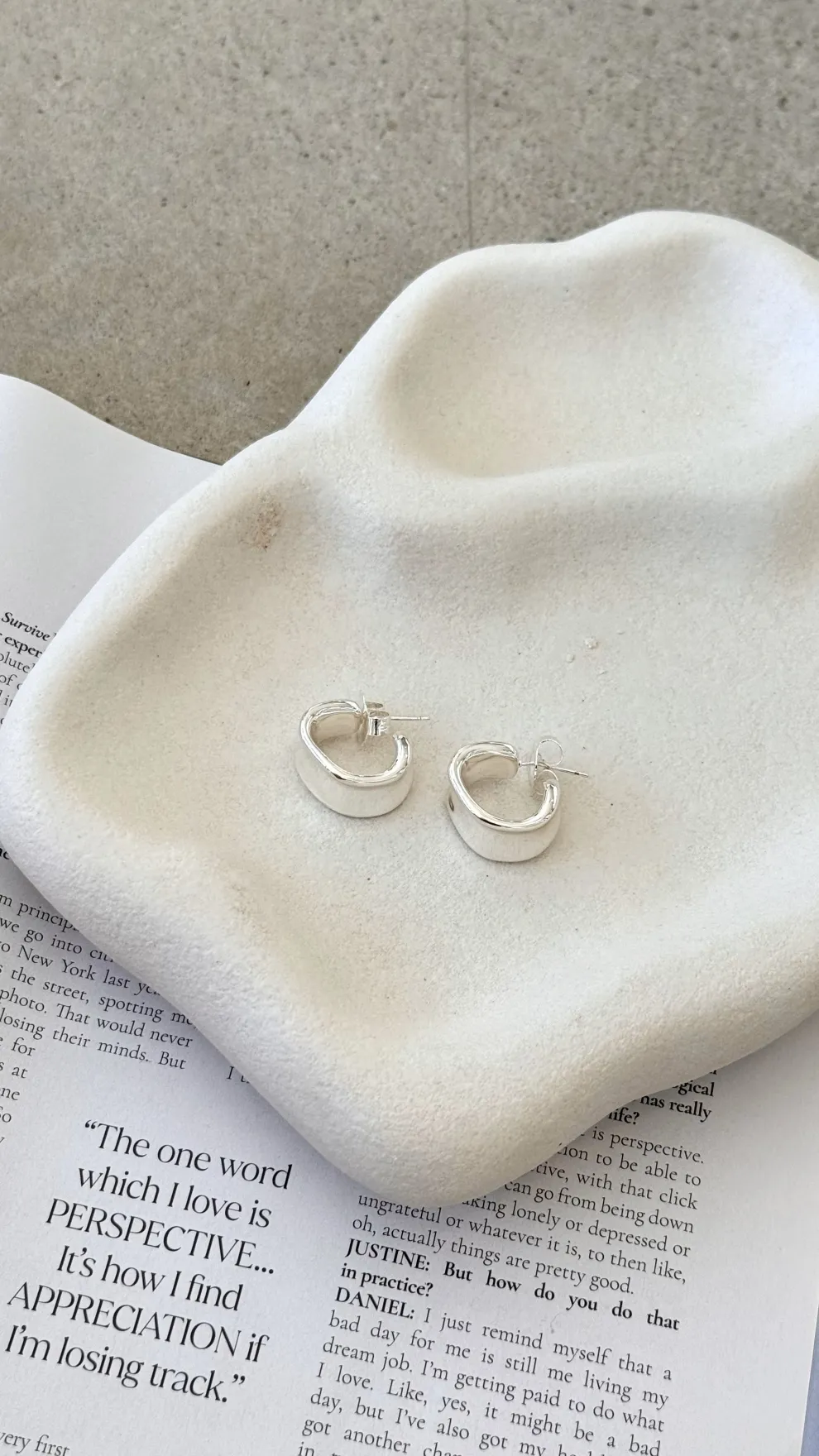 Rolled Edge Mini Wide Hoops - Silver