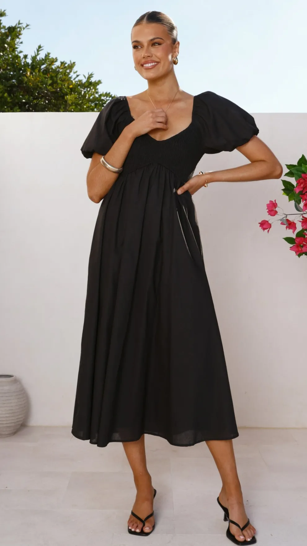 Sahirah Midi Dress - Black