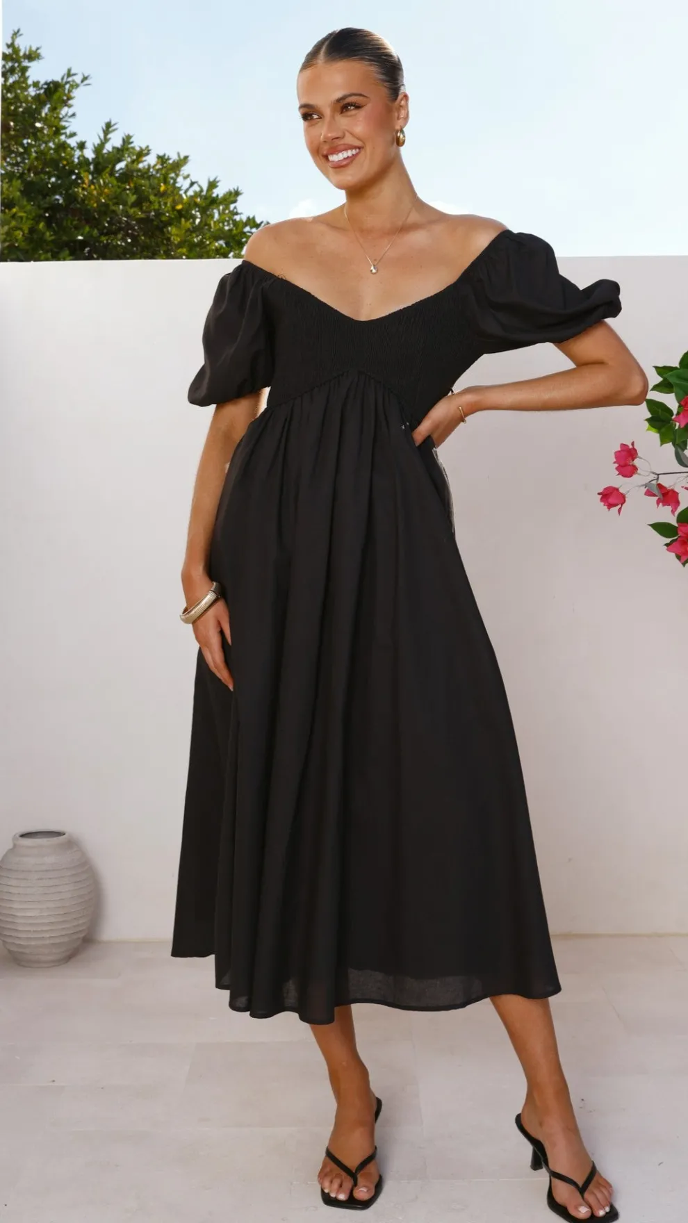 Sahirah Midi Dress - Black