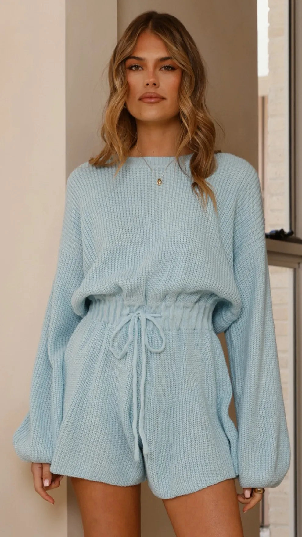 Sol Knit Playsuit - Blue