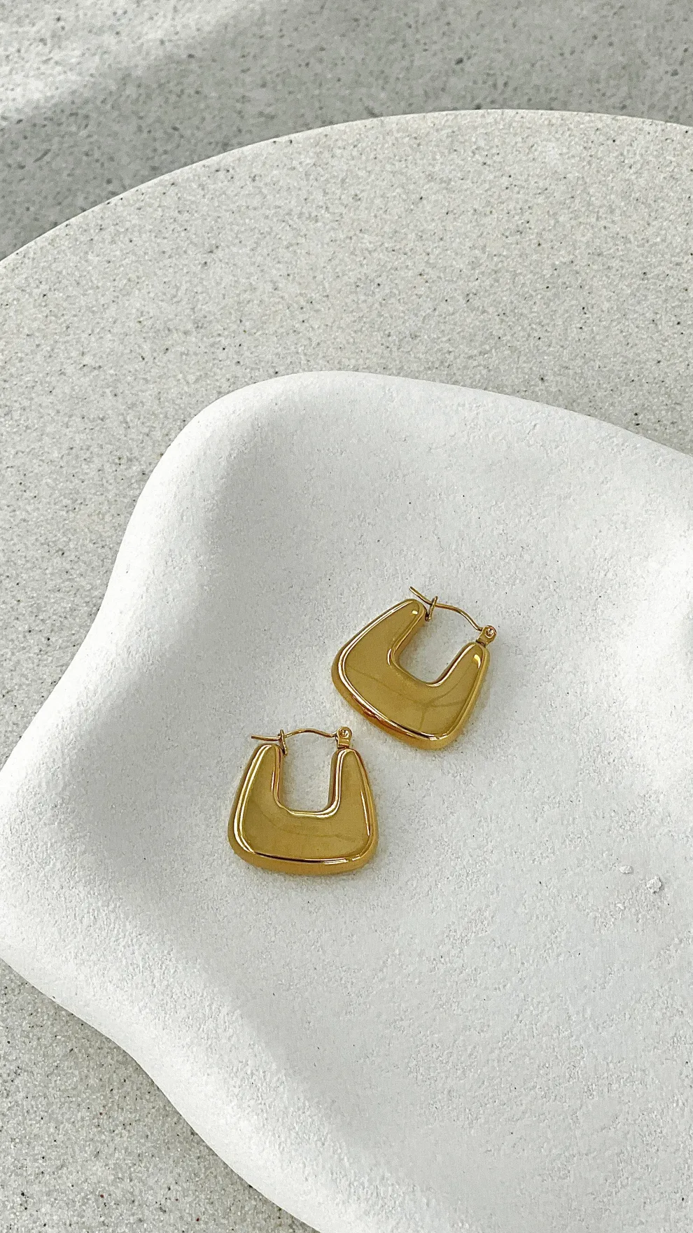 Square Crush Gold Plated Earrings - Gold