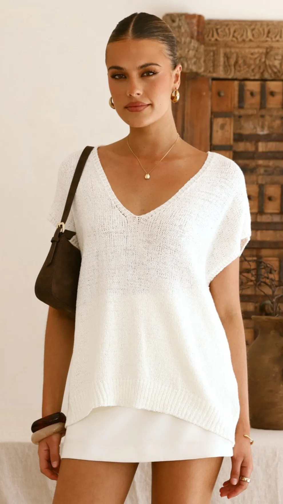 Stelaria Knit Top - White