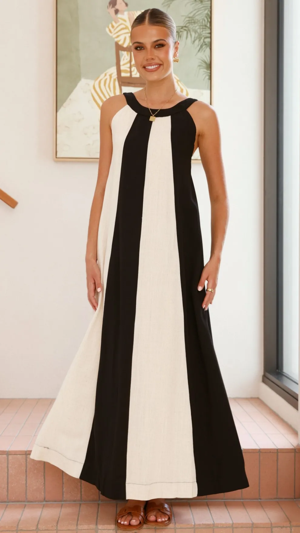 Talaith Maxi Dress - Black / Cream