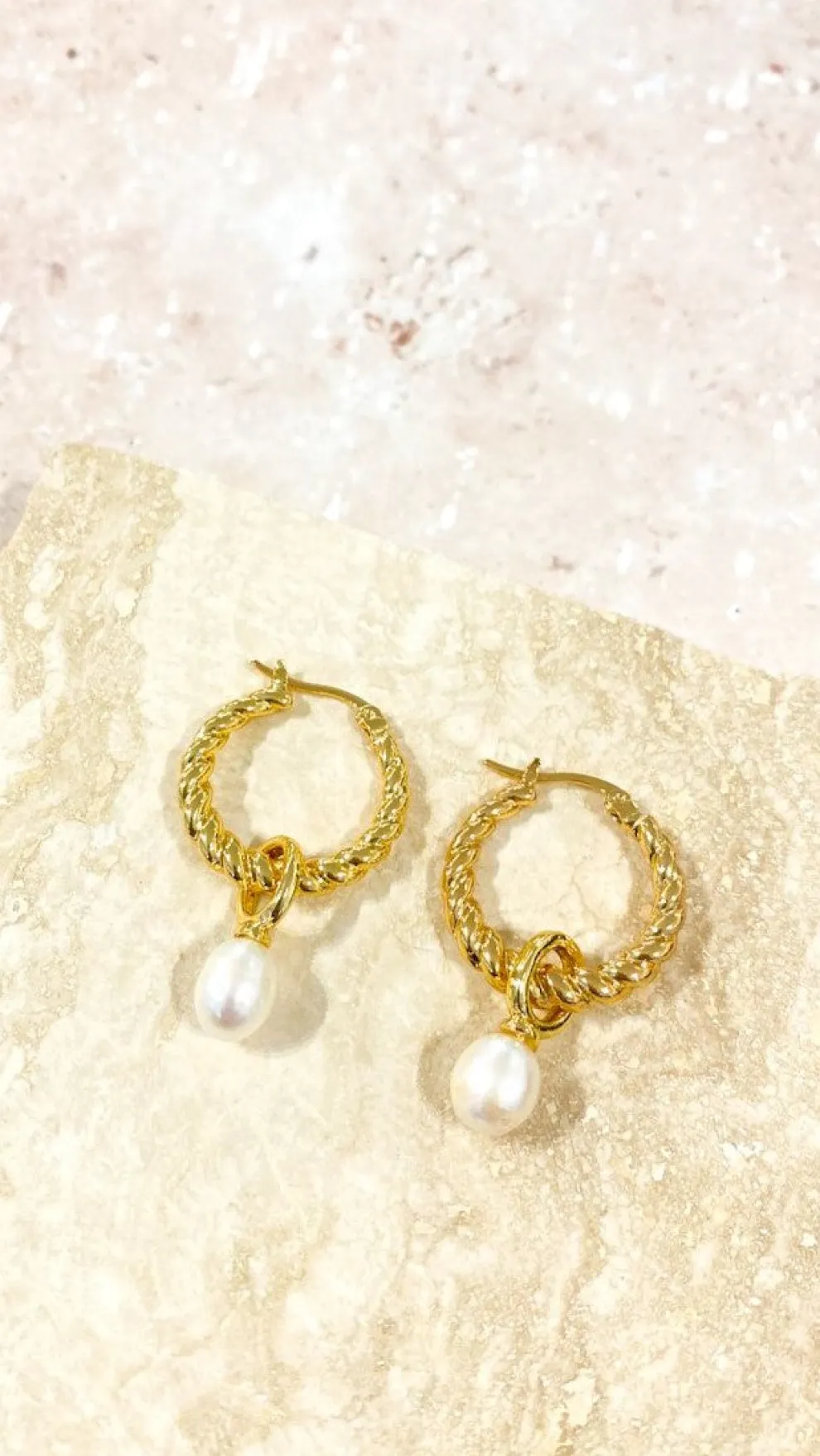Twist Pearl Drop Earrings - Gold/Pearl