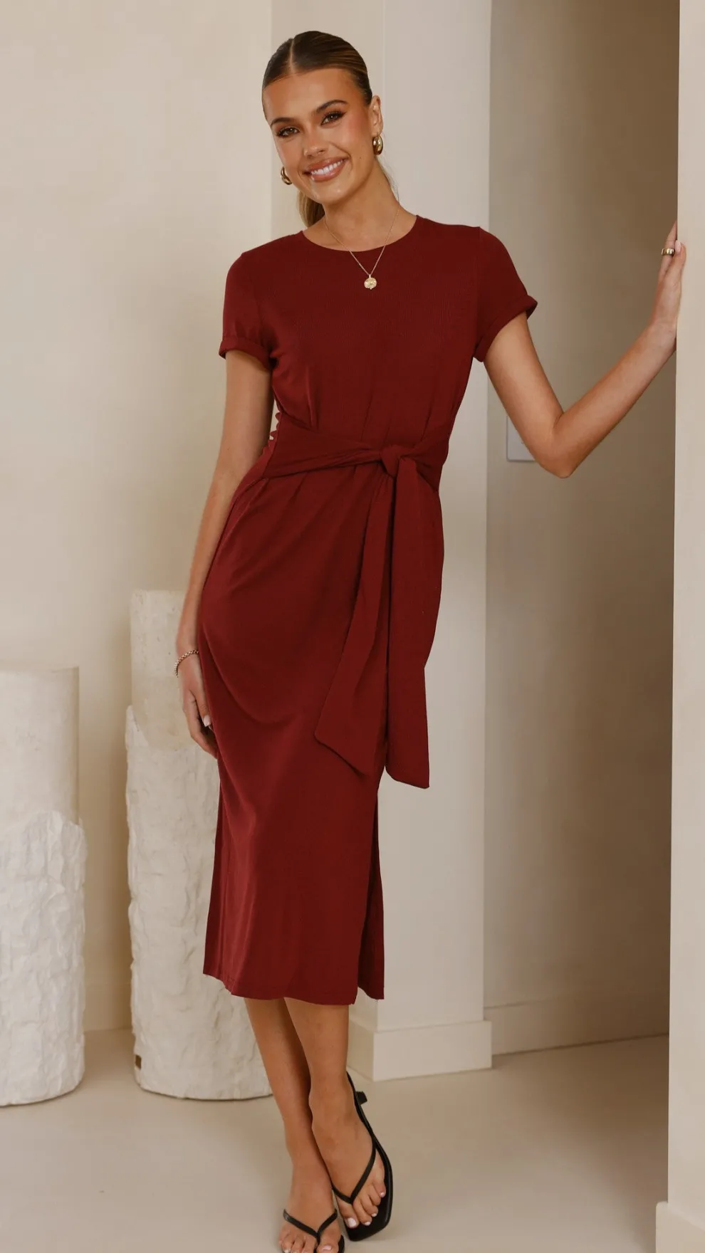 Valier Midi Dress - Wine