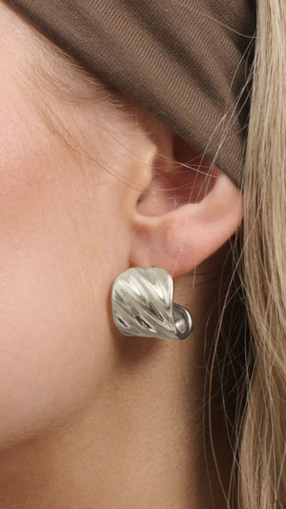 Vera Textured Sterling Silver Plated Earrings - Silver