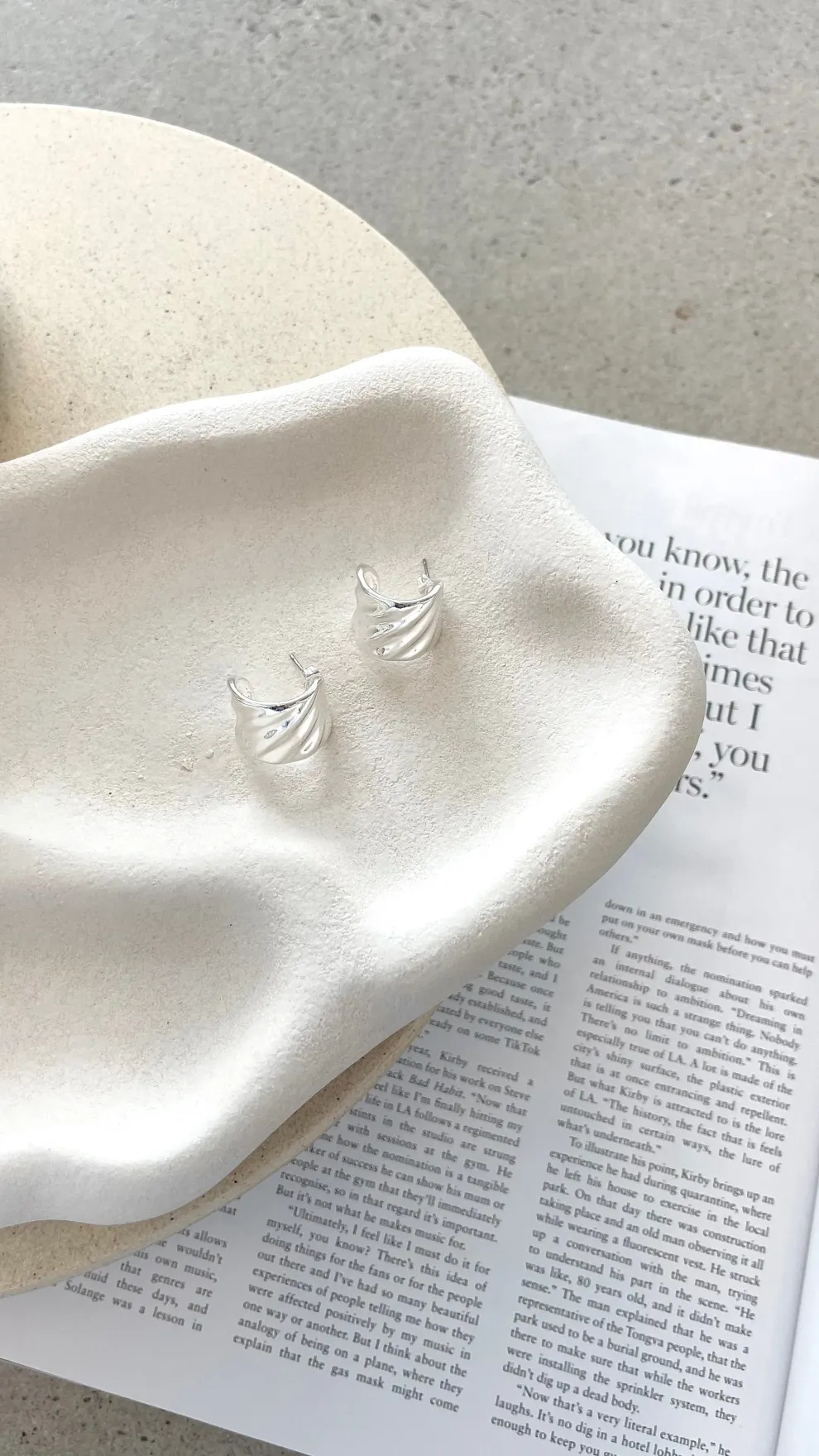 Vera Textured Sterling Silver Plated Earrings - Silver