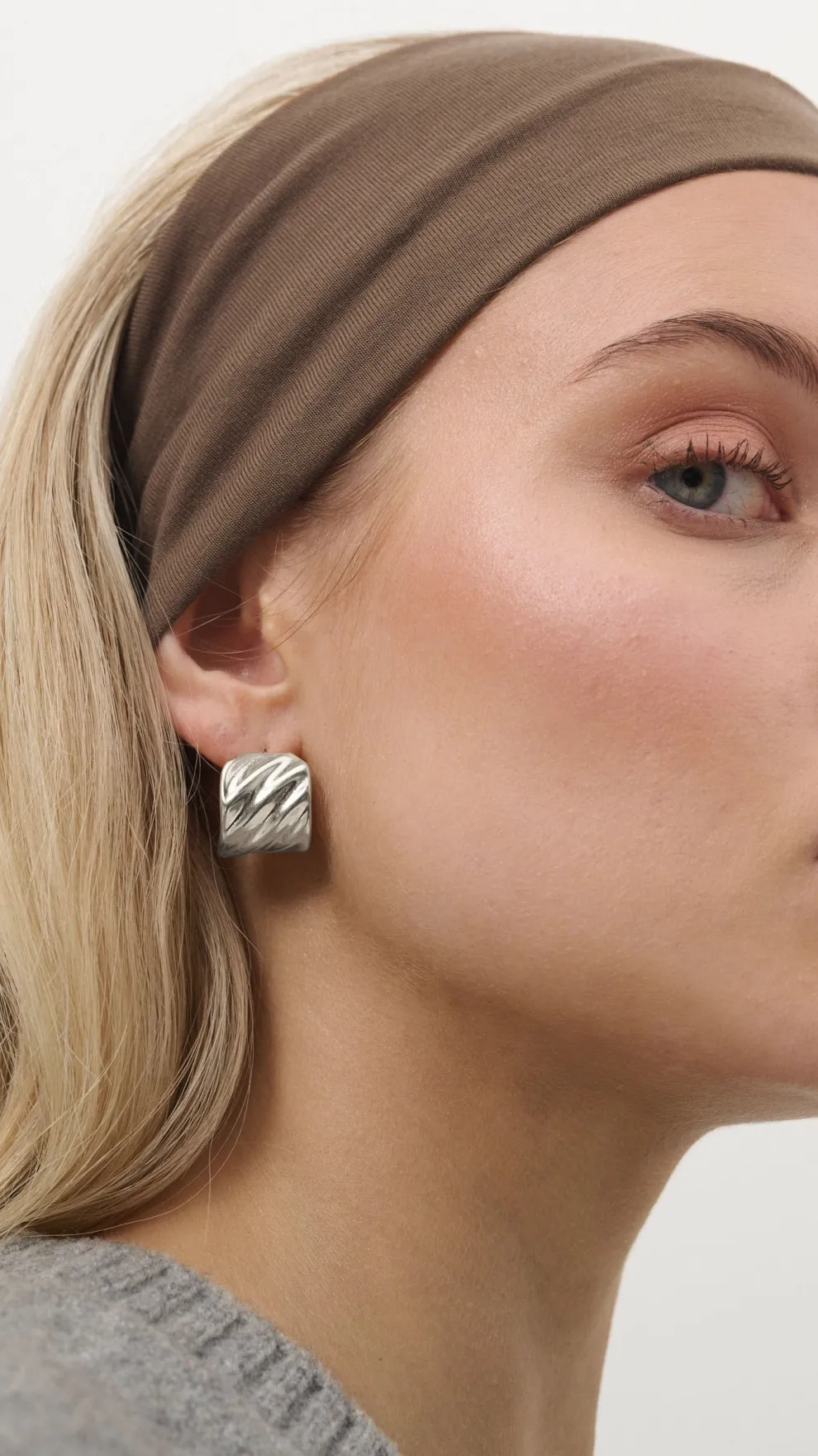 Vera Textured Sterling Silver Plated Earrings - Silver