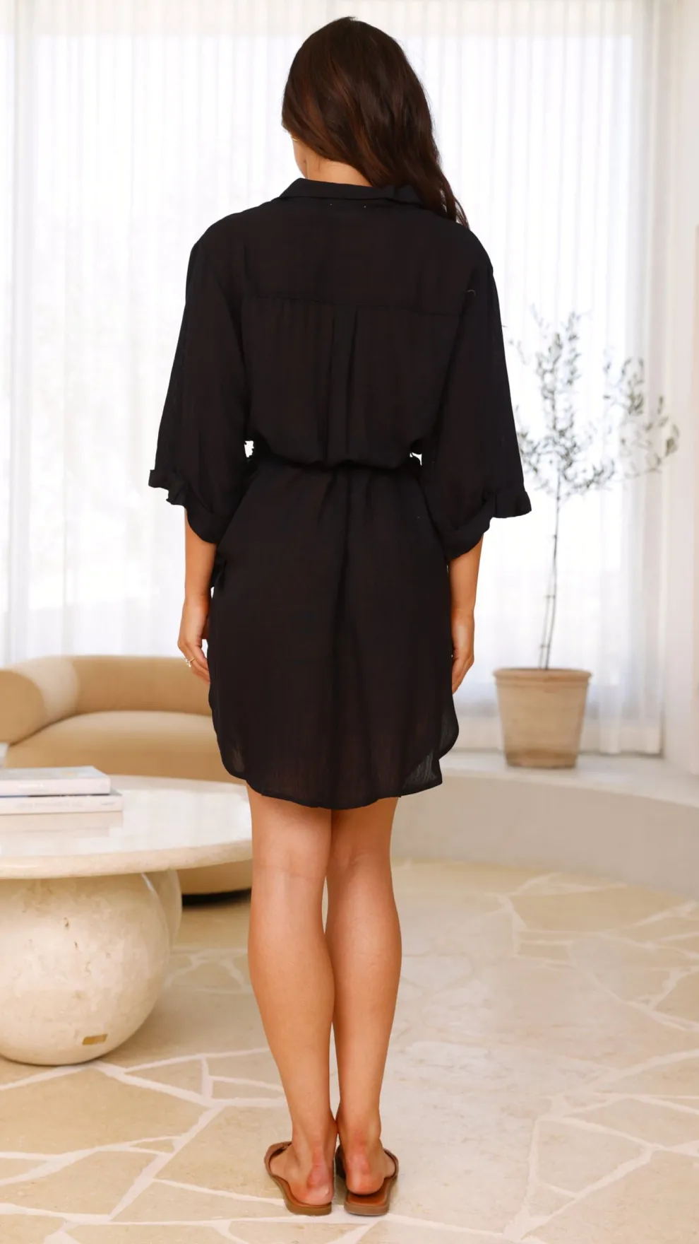 Vesper Button Down Beach Cover Up - Black