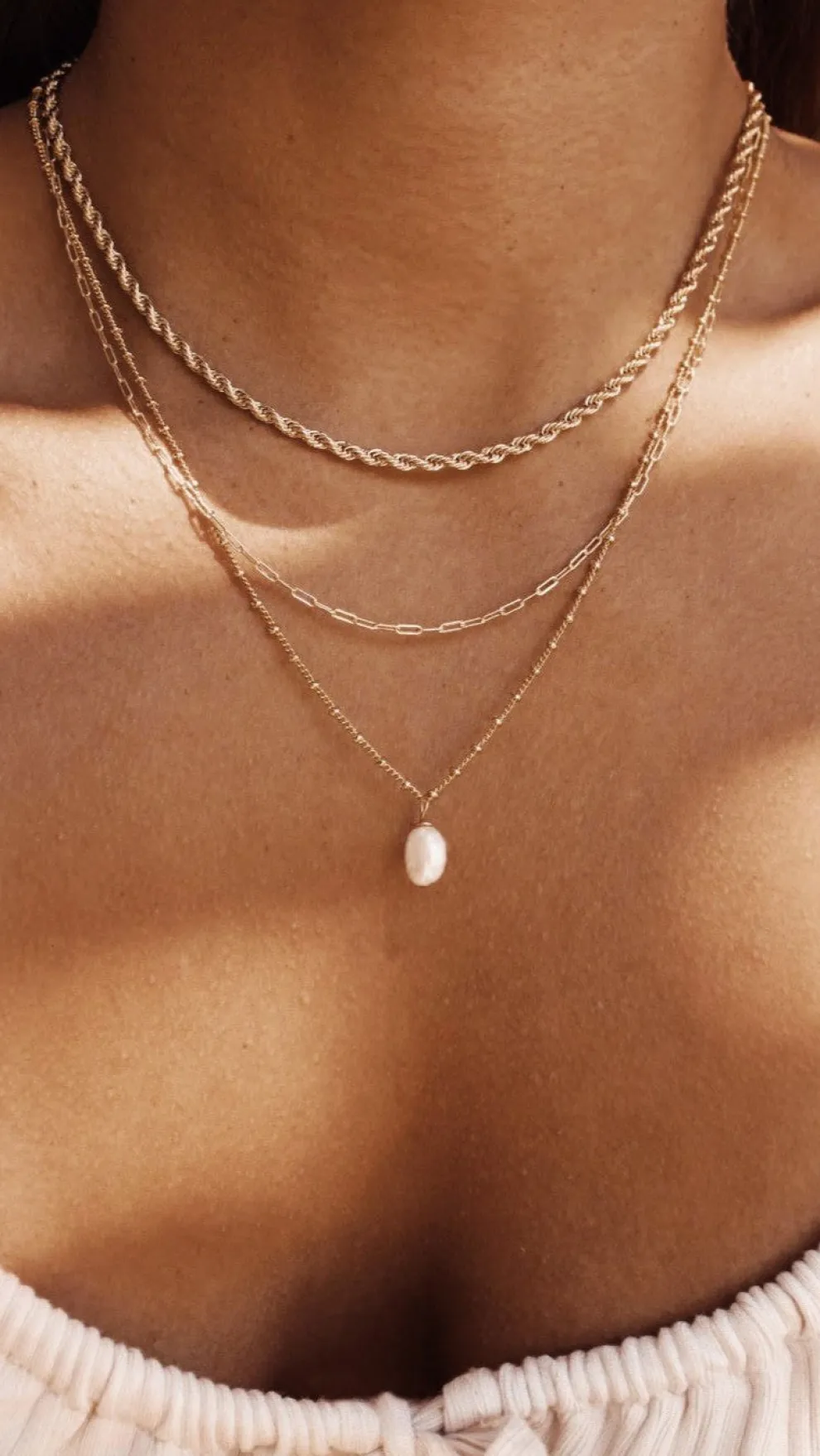 Wenda 14K Gold Necklace - Gold / Pearl