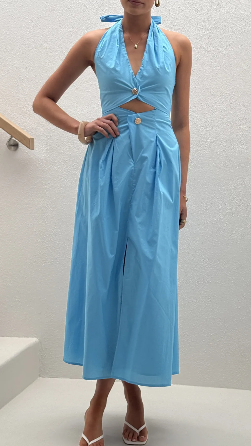 Wesley Halter Neck Maxi Dress - Blue