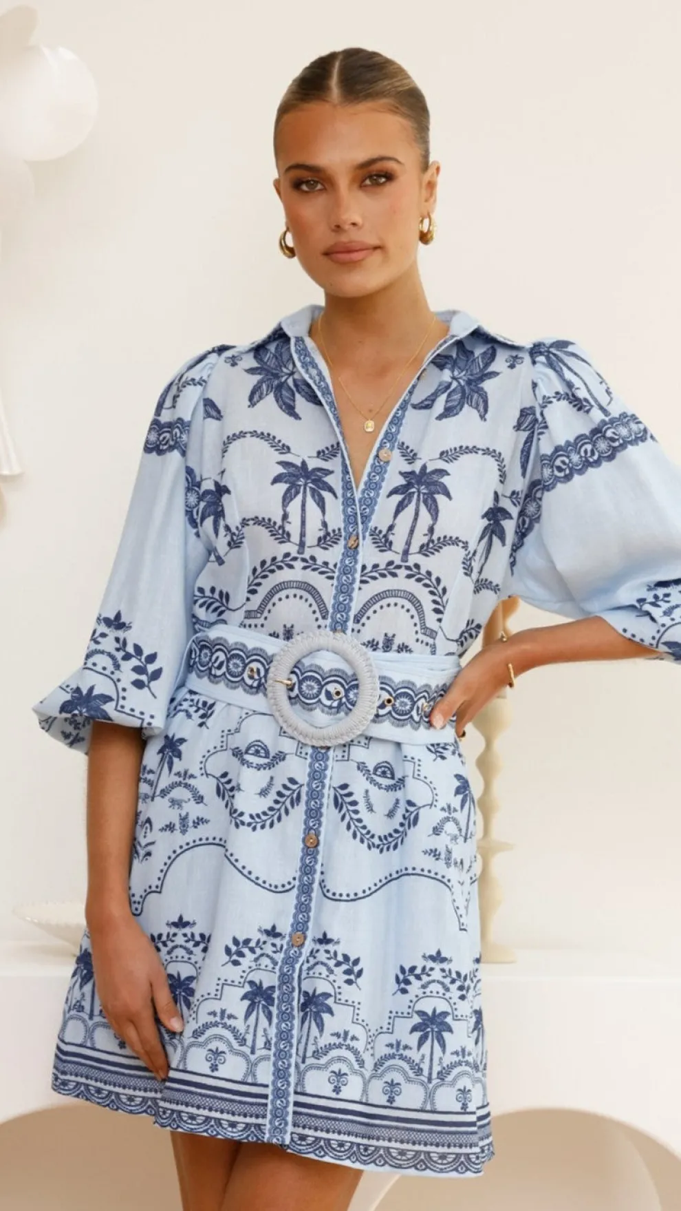 Xander Long Sleeve Mini Dress - Indigo