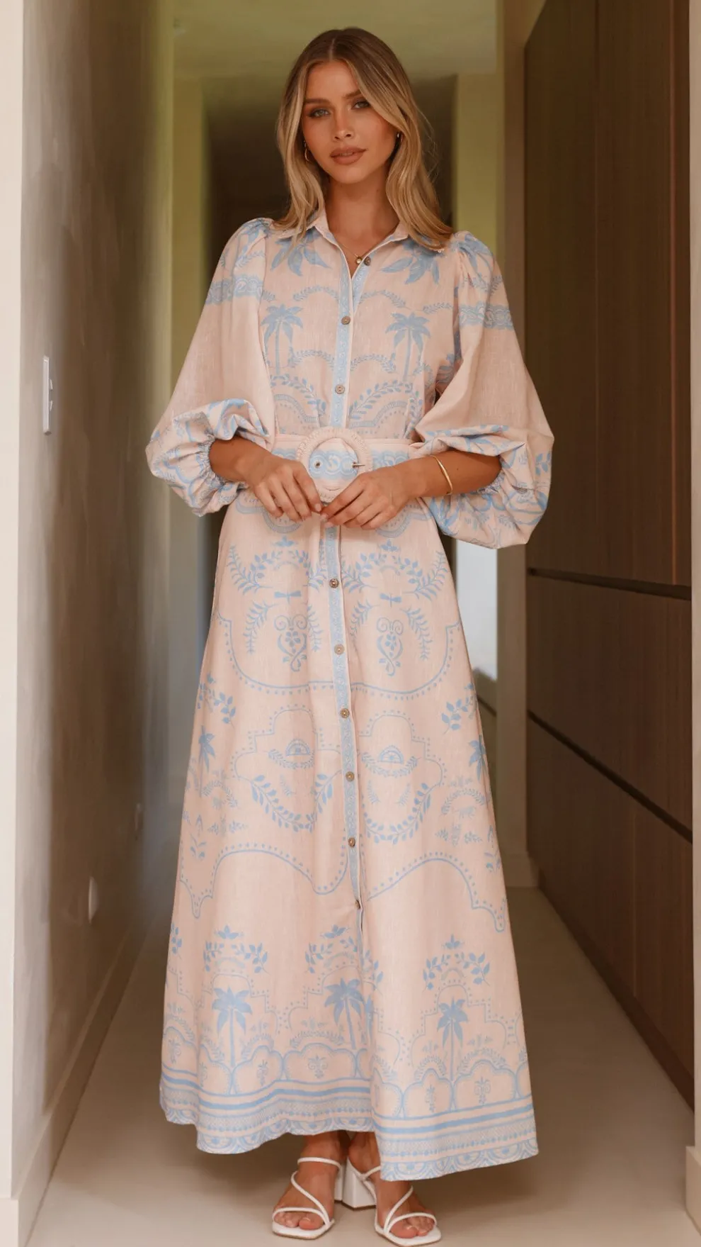 Xander Long Sleeve Maxi Dress - Blue