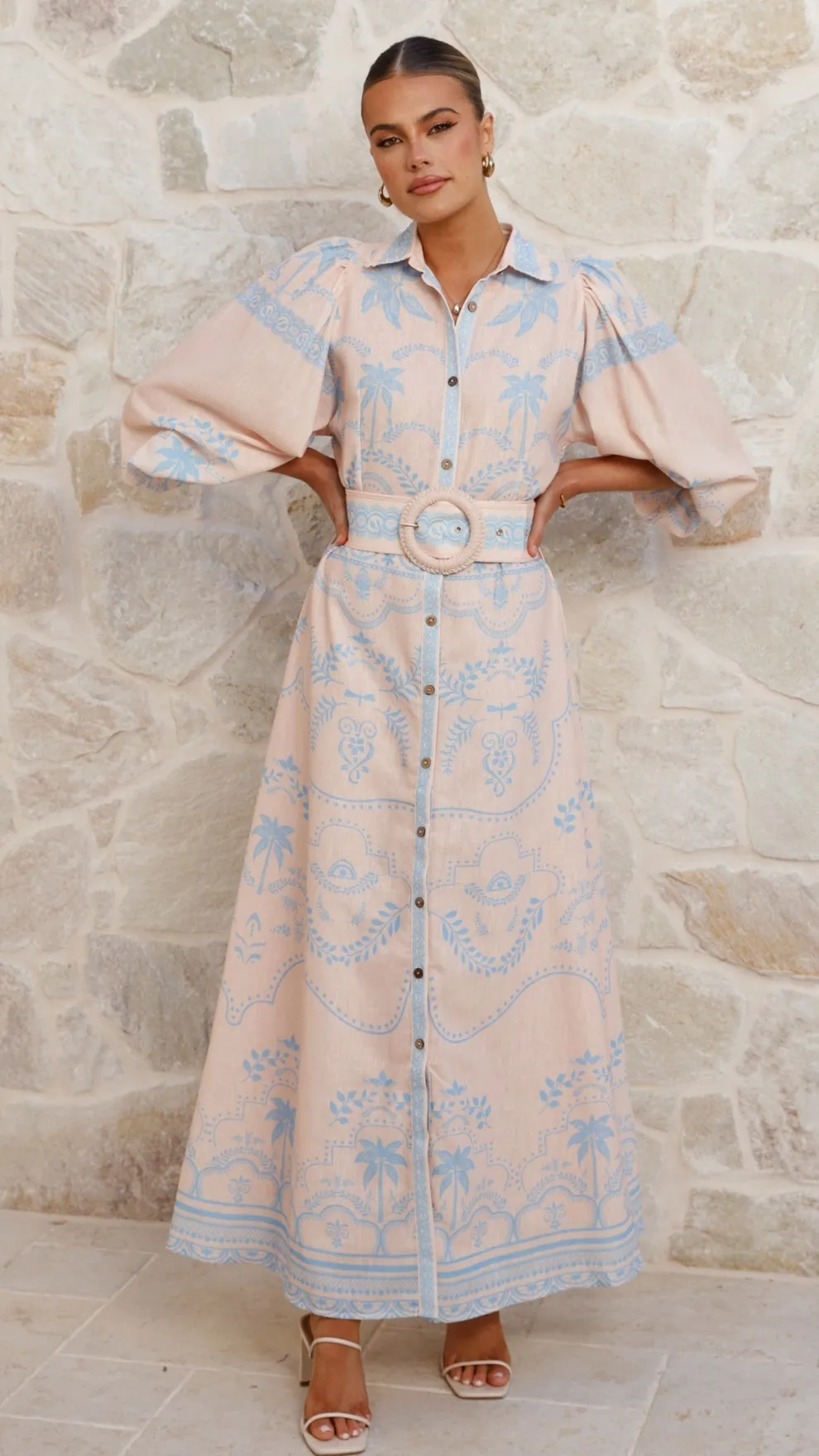 Xander Long Sleeve Maxi Dress - Blue