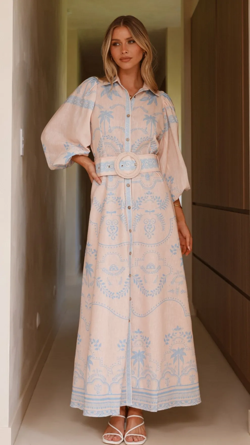 Xander Long Sleeve Maxi Dress - Blue