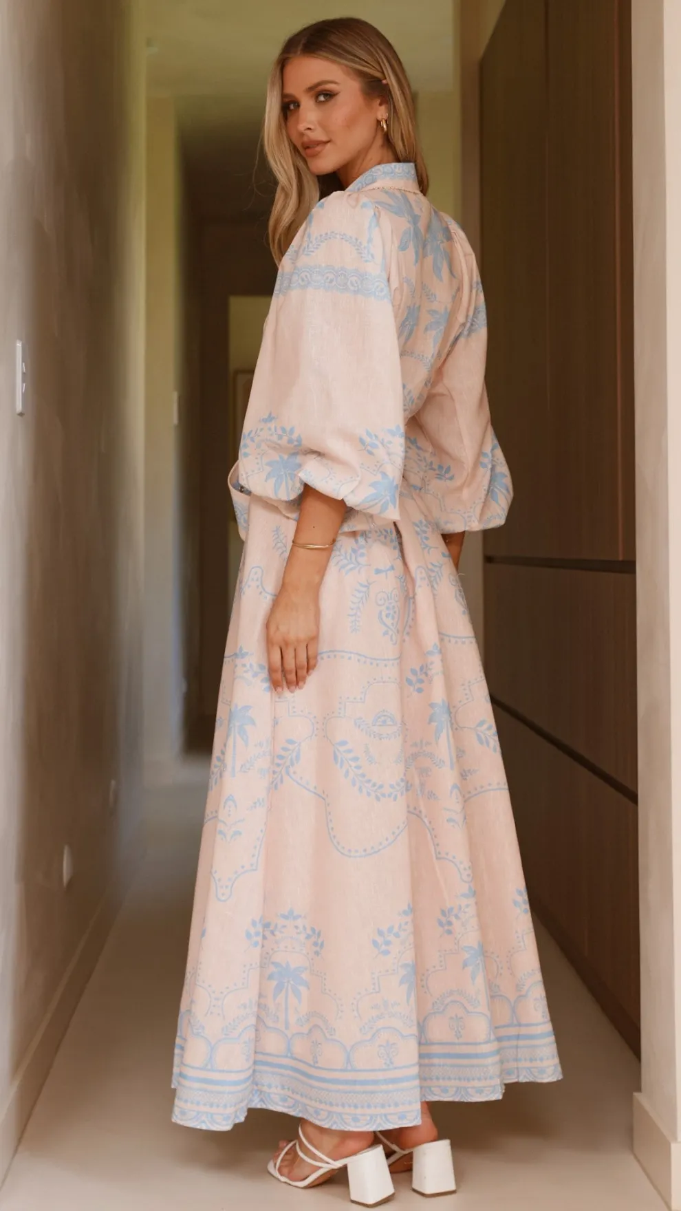 Xander Long Sleeve Maxi Dress - Blue