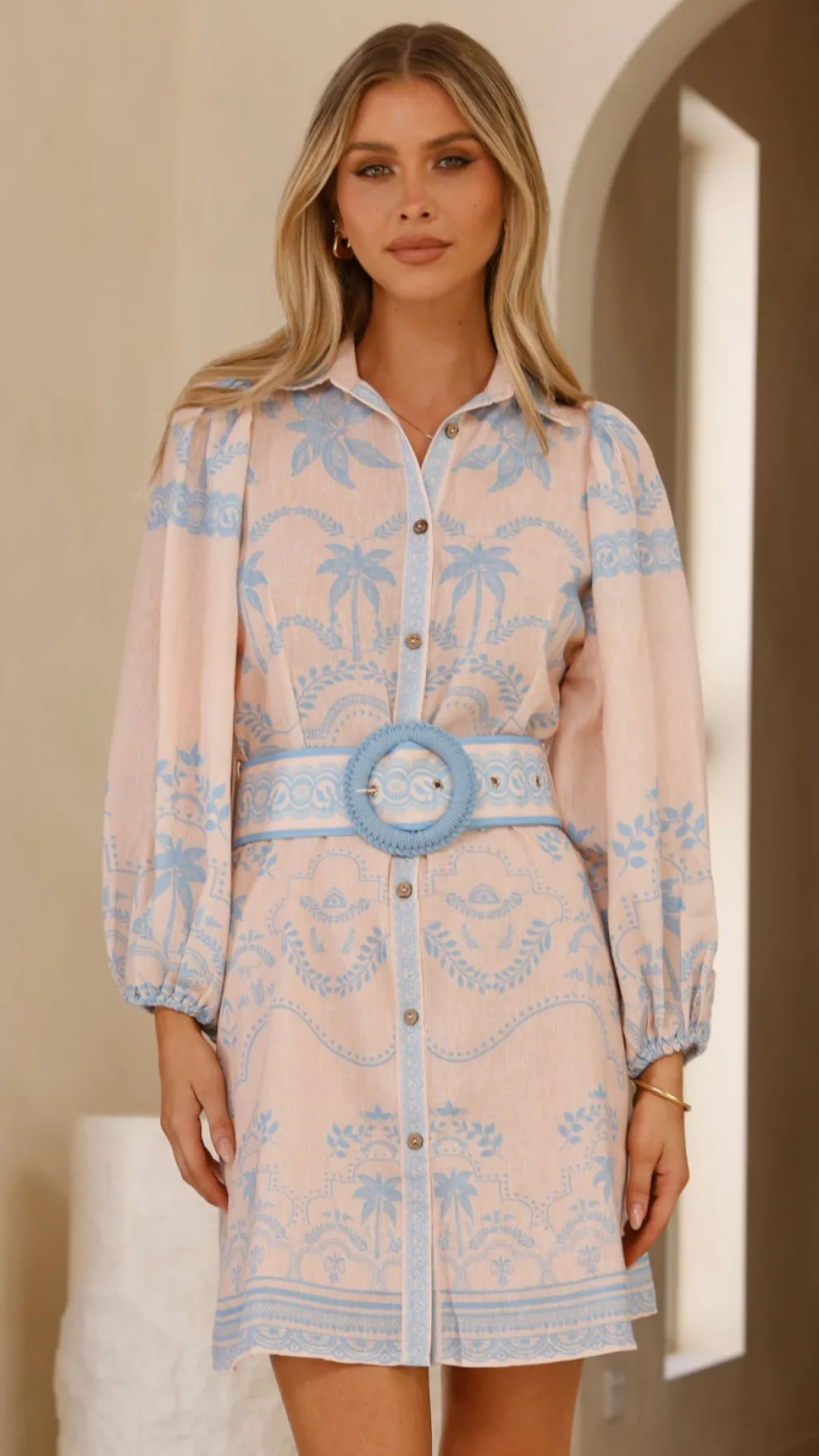 Xander Long Sleeve Mini Dress - Blue