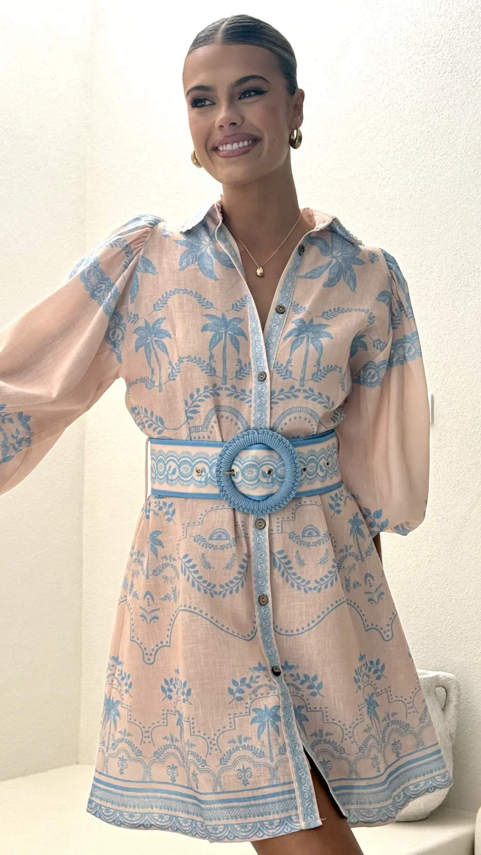 Xander Long Sleeve Mini Dress - Blue