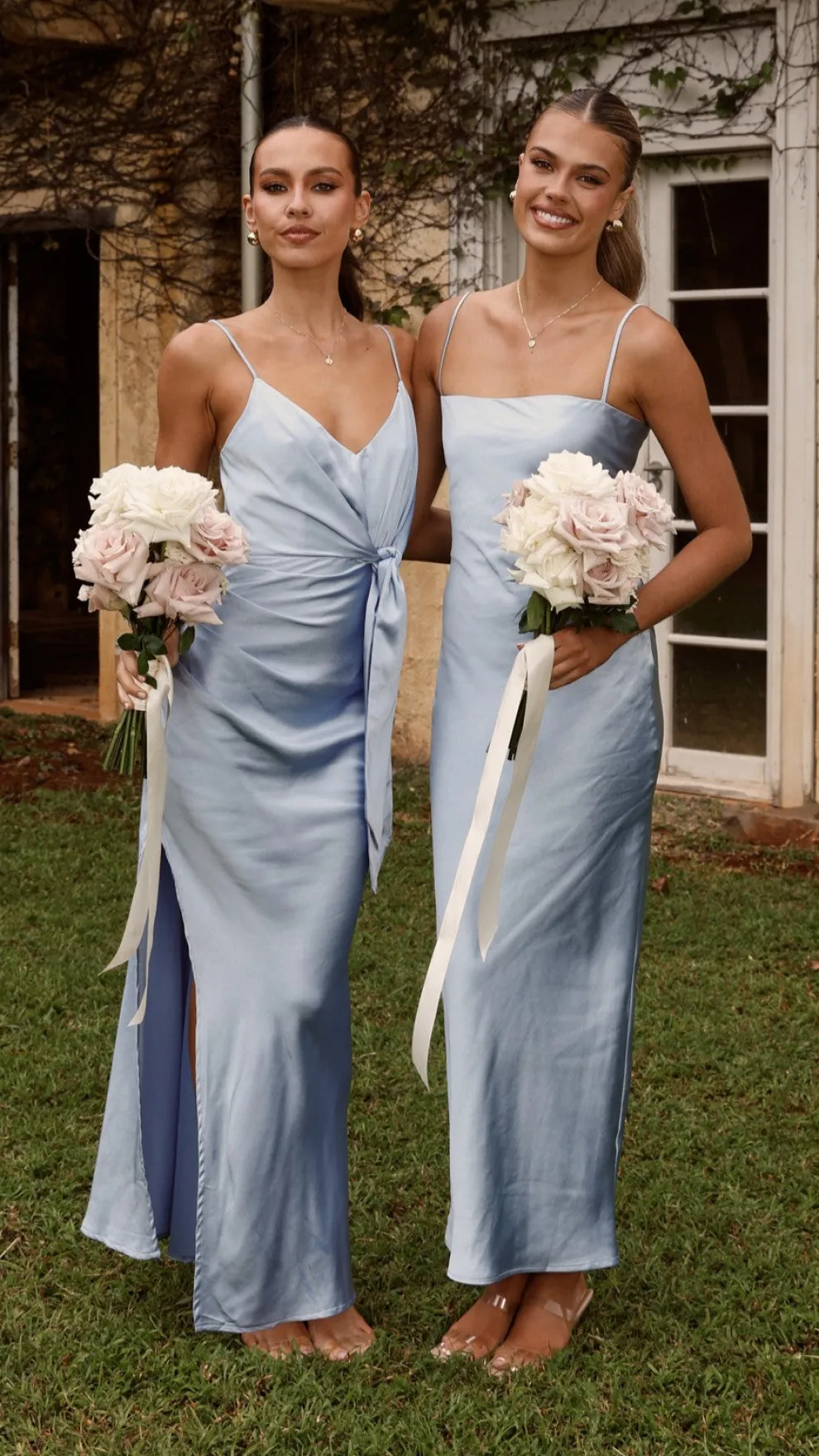 Yasmeen Tie Front Maxi Dress - Blue