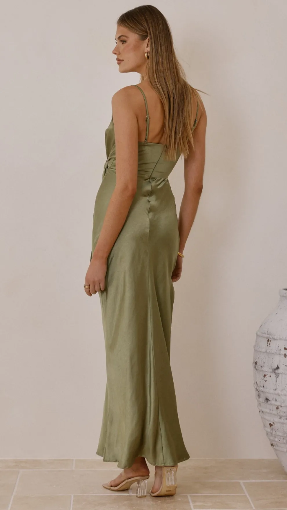 Yasmeen Tie Front Maxi Dress - Olive